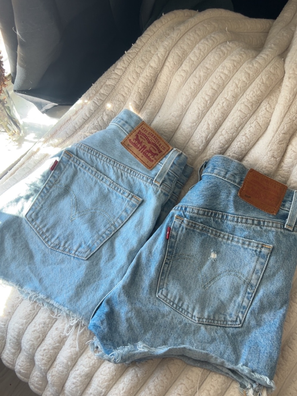 Levi's Light Blue Denim Cutoff Shorts Duo - Frayed Hem